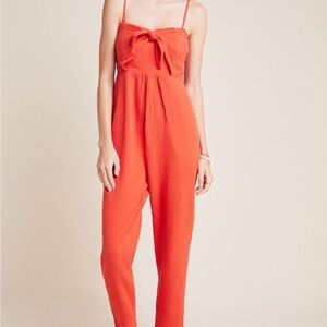 Anthropologie ISABEL TIE-FRONT JUMPSUIT Women's Red Jumpsuit